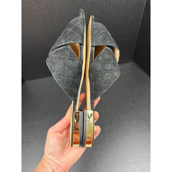 Karl Lagerfield Paris Rae Black Quilted Leather Upper Slides Size 8.5M - Picture 7 of 10